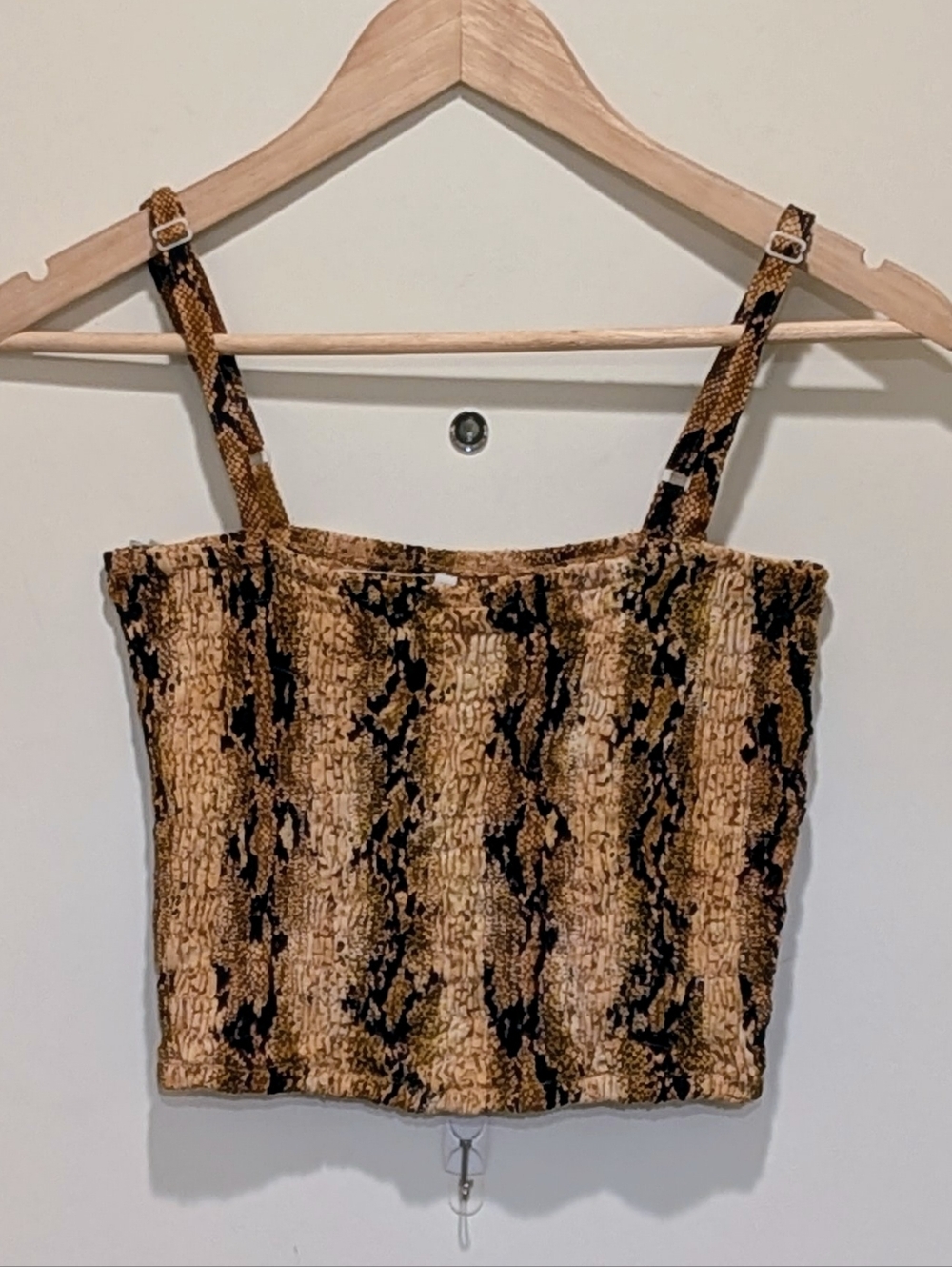 NWOT Beckwoman M Shirred Snake Print Rayon Tank Top